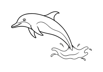 One Line Drawing of a Dolphin Leaping from Water – Marine Life Vector