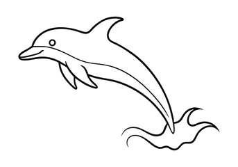 One Line Drawing of a Dolphin Leaping from Water – Marine Life Vector
