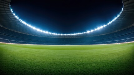 Illuminated soccer stadium at night