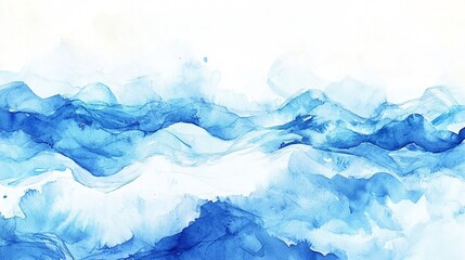Abstract blue watercolor background with textured mountain shapes.