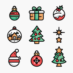 Fototapeta premium Collection of Christmas icons on white background, New year s eve, Happy New year