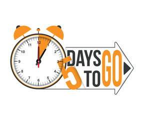 5 Day to go vector illustration countdown timer design template | Five Days to go