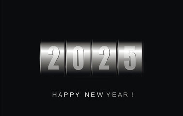 Happy new year 2025 greeting card. Counter. Vector.