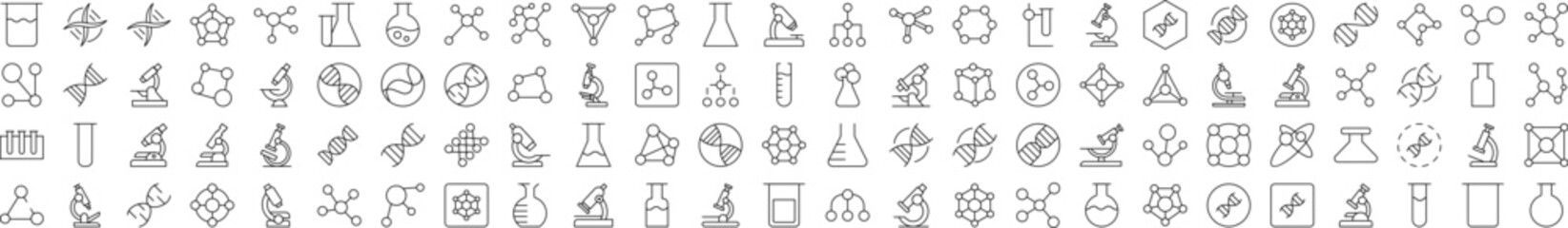 Chemistry Outline Style Icons for Design, Cards, Apps, Social Networks