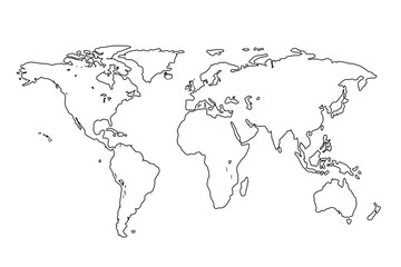 World map Outline, Linear Doodle Drawing. for website layouts,background,education, precise,customizable,Travel worldwide,map silhouette backdrop,earth geography, political,reports.