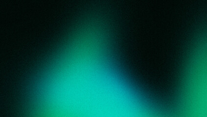 Dark blue green abstract grainy color flow background, glowing vibrant color gradient shape, noise texture poster header banner cover design