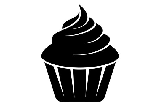 recommend clip art: Cupcake with Frosting silhouette | isolated vector silhouette illustration on white background