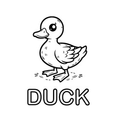 Cute outline drawing of a duck on a white background. vector illustration for a coloring book.