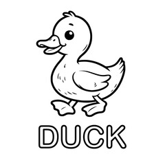 Cute outline drawing of a duck on a white background. vector illustration for a coloring book.