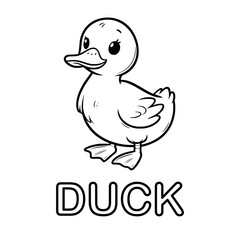 Cute outline drawing of a duck on a white background. vector illustration for a coloring book.