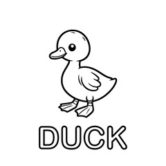 Cute outline drawing of a duck on a white background. vector illustration for a coloring book.