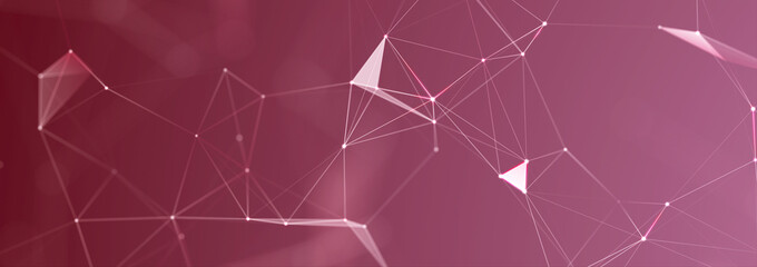 Abstract polygonal space with dots and lines. Connection science background. Triangular business wallpaper. 3d rendering