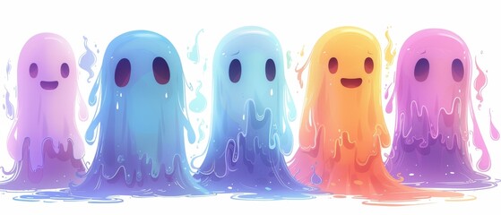 Colorful ghosts a playful collection of animated spirits in vibrant hues celebrating whimsy and joyful emotion