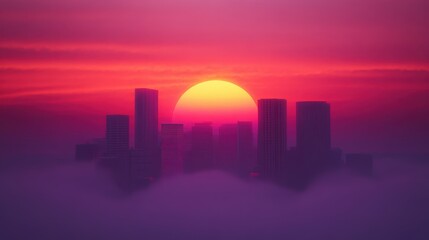 Stunning sunset over the city skyline