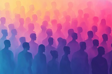 A crowd of people in various shades and shapes, symbolizing diversity and unity