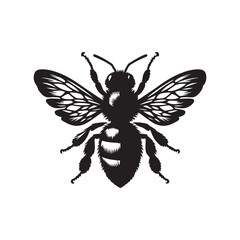 flying honey bee. silhouette honey bee icon vector