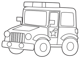 Coloring page off road police car vehicle coloring page isolated illustration for kids © honeyflavour