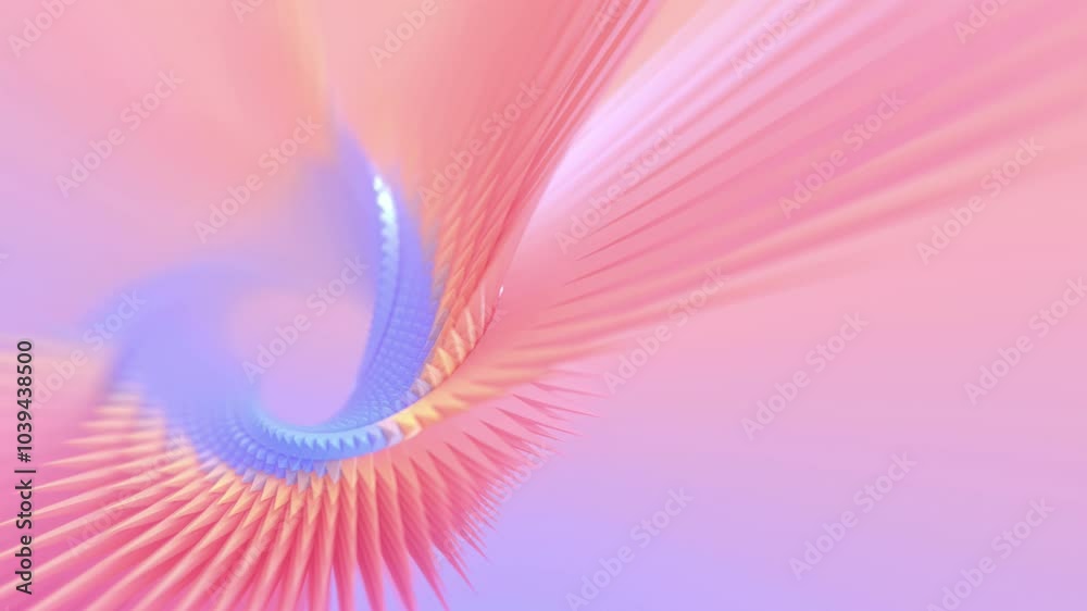 Poster digital loop animation of a spiral figure in the shape of a moebius ring consisting of many pointed 