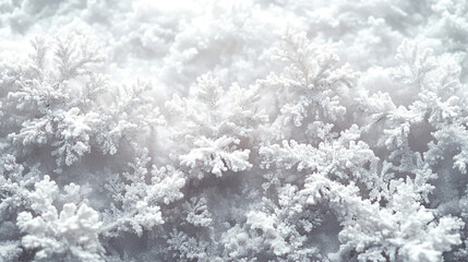 Cold frost on branches close-up