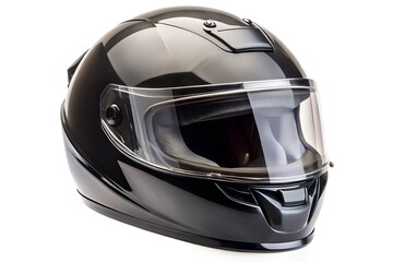 Obraz premium a black motorcycle helmet with a visor Isolated on White