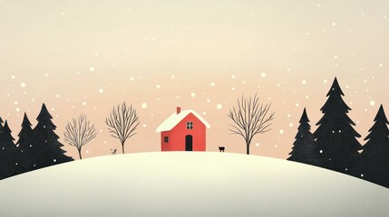 minimalist christmas illustration card