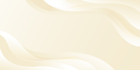 Obraz premium Elegant beige luxury background. Abstract wave dynamic wallpaper with gold lines. Template banner background for beauty products, sales, ads, events, web, and pages