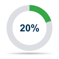Information round diagram 20 percent shadow icon, infographic pie design, marketing vector illustration