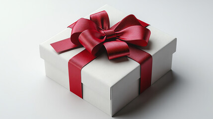 Fototapeta premium Gift wrap tied with red ribbon close-up