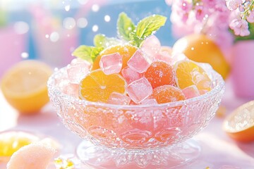 Refreshing Citrus Delight in a Crystal Bowl A Vibrant Summer Treat