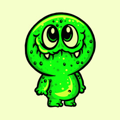 Green Monster Cute Vector Illustration