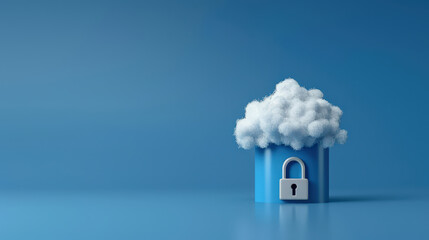 cloud icon with secure lock symbolizes data protection and security in digital world. This conveys sense of safety and reliability in cloud storage solutions