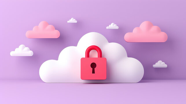 cloud icon with secure lock at its center symbolizes data protection and security in digital world. This vibrant design conveys sense of safety and reliability