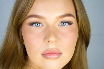 portrait photo of a young european woman with long hair