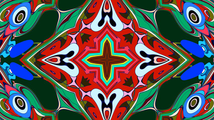 Abstract colorful psychedelic mandala kaleidoscope background pattern for a summer music festival