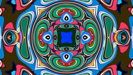 Abstract colorful psychedelic mandala kaleidoscope background pattern for a summer music festival