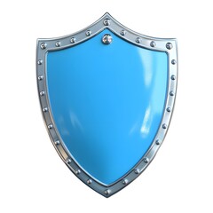 Shield depicting protection. shield 3d icon. Protection, defense and security concept symbol: blue shield on isolated on white background