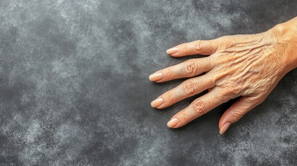 Elegant Elderly Hand on Dark Background
