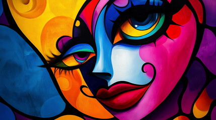 Vibrant and Colorful Abstract Pop Art Illustration background with abstract figures.