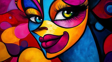 Fototapeta premium Vibrant and Colorful Abstract Pop Art Illustration background with abstract figures.