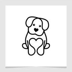 Heart Dog Line Minimalist Illustration Symbol Vector