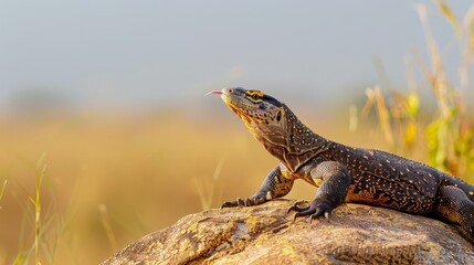 Obraz premium Lizard Basking on a Sun-Warmed Rock