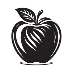 Apple Symbol Black Silhouette Isolated on White for Creative Design Projects