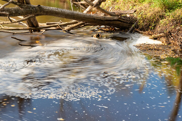 stream water stream forms a blurred circle, beautiful natural environment as background, blurred water stream