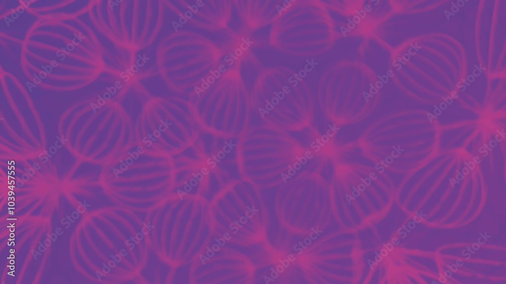 Leinwandbilder Abstract digital seamless loop animation of a geometric figure with smooth oval patterns created by thin, soft pink glowing lines on a blue background. 3d rendering. 4K, Ultra HD resolution