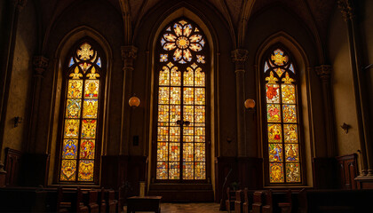 Obraz premium Golden-dark stained glass patterns