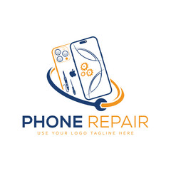 Mobile Phone Repair Vector Logo Design icon design mobile tool repair logo design