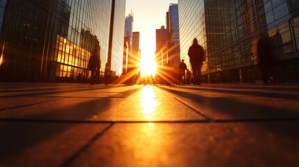 Sunset over the city skyline