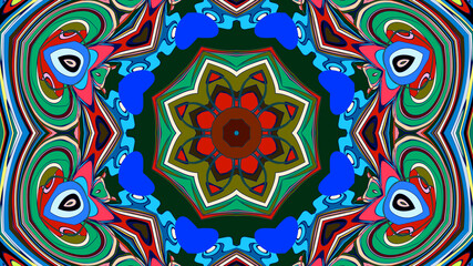 Abstract colorful psychedelic mandala kaleidoscope background pattern for a summer music festival