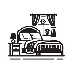 Bed Silhouette Vector Art Minimalist Furniture Design