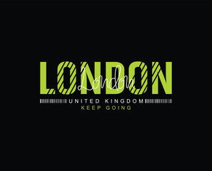 London city typography design, united kingdom brand street wear style graphic tshirt for print 